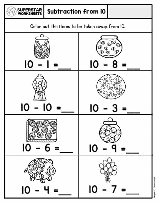 Subtraction Worksheets for Kindergarten -Worksheets Library