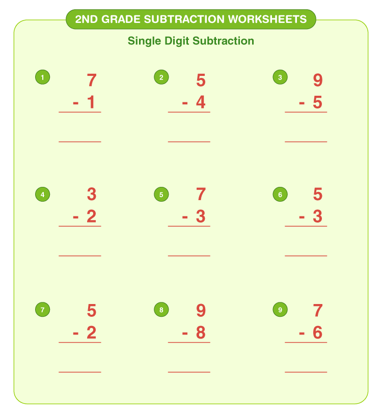 subtraction worksheet for second graders