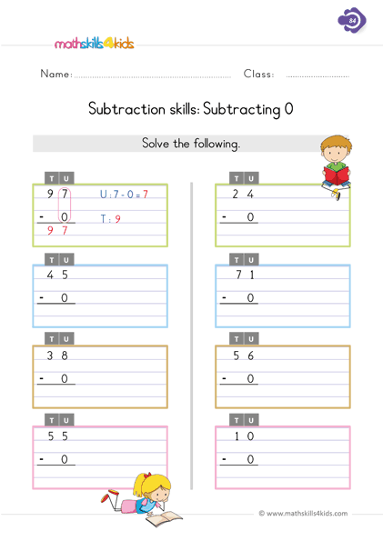 subtraction worksheet free 1st grade