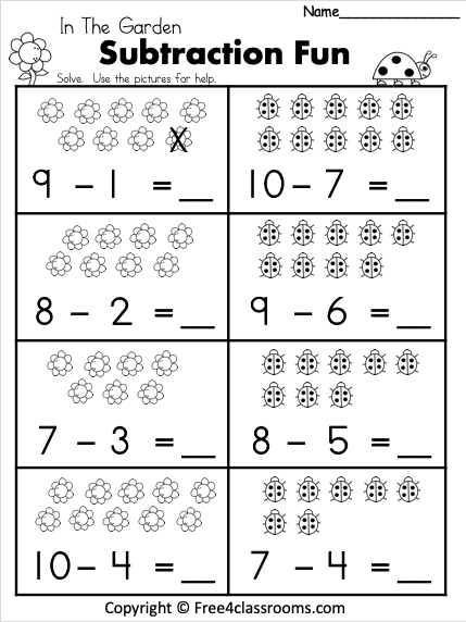 Free 1 Digit Spring Subtraction Worksheet - Free Worksheets ...