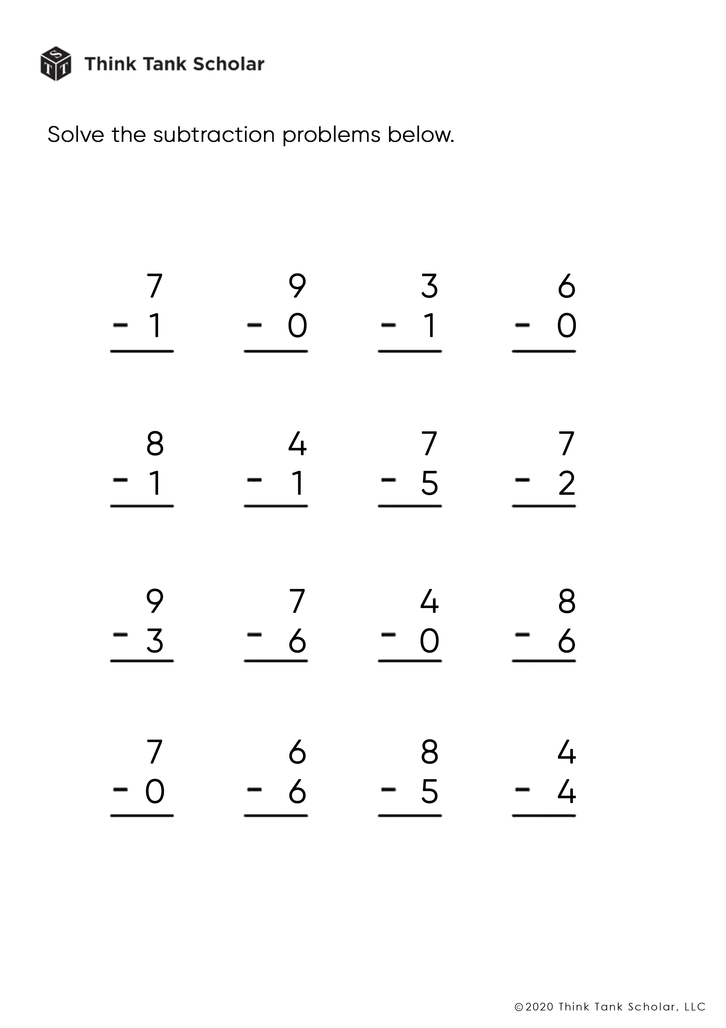 subtraction worksheet free download