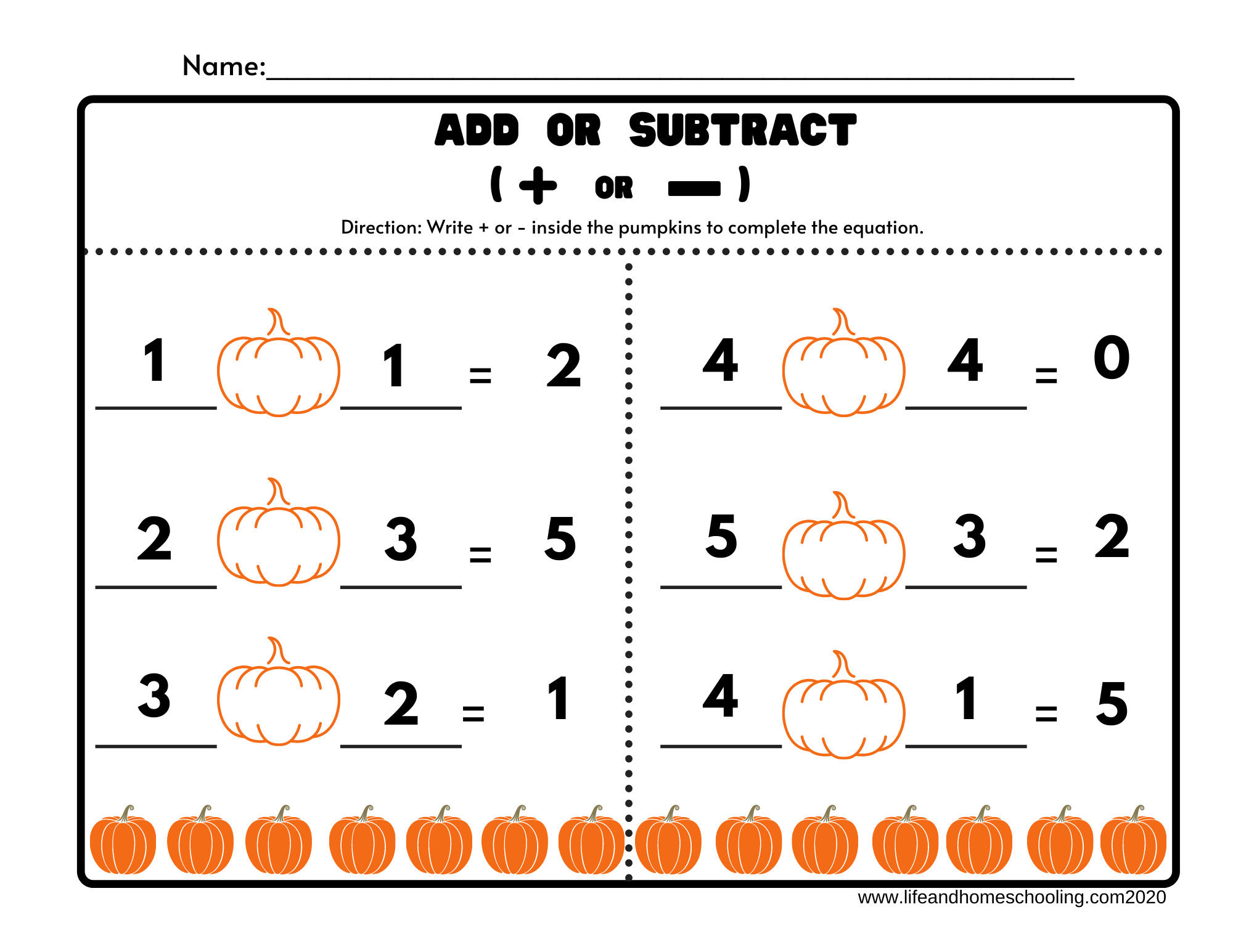First Grade Add or Subtract