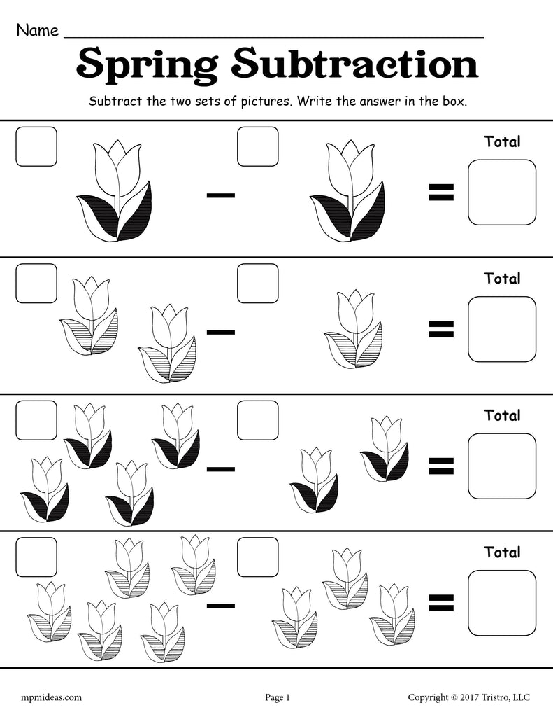 subtraction worksheet free printables