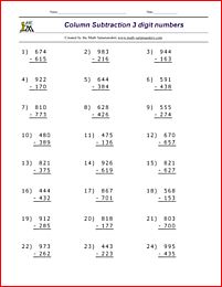 subtraction worksheet generator regrouping