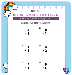 Intriguing Maths Subtraction Worksheets for Grade 1 with Free ...
