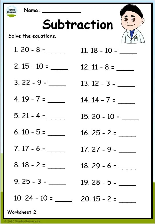 Grade 1 Subtraction Worksheets | Free Printables | Math Worksheets