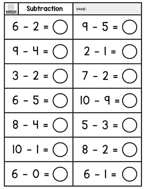 Subtraction Worksheets -Worksheets Library