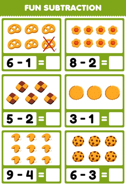 Premium Vector | Education game for children fun subtraction by ...
