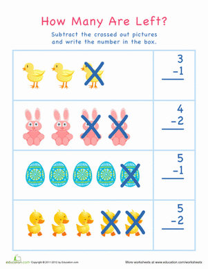 Easter Subtraction: How Many Are Left? | Interactive Worksheet ...