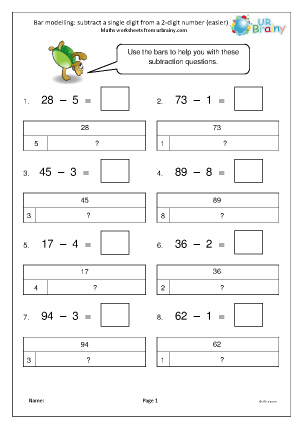 Subtraction Year 2 (aged 6-7) - URBrainy.com