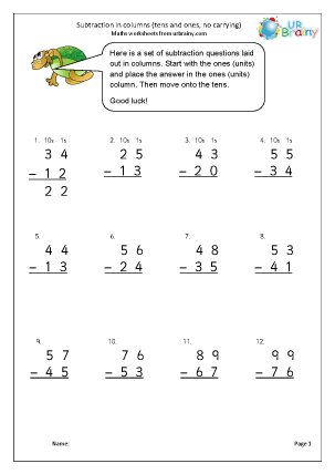 subtraction worksheet ks1 year 2