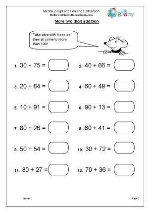 Mental 2-digit addition and subtraction - Subtraction Maths ...