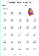 Grade 2 mixed Addition &  Subtraction up to 1,000 math school ...