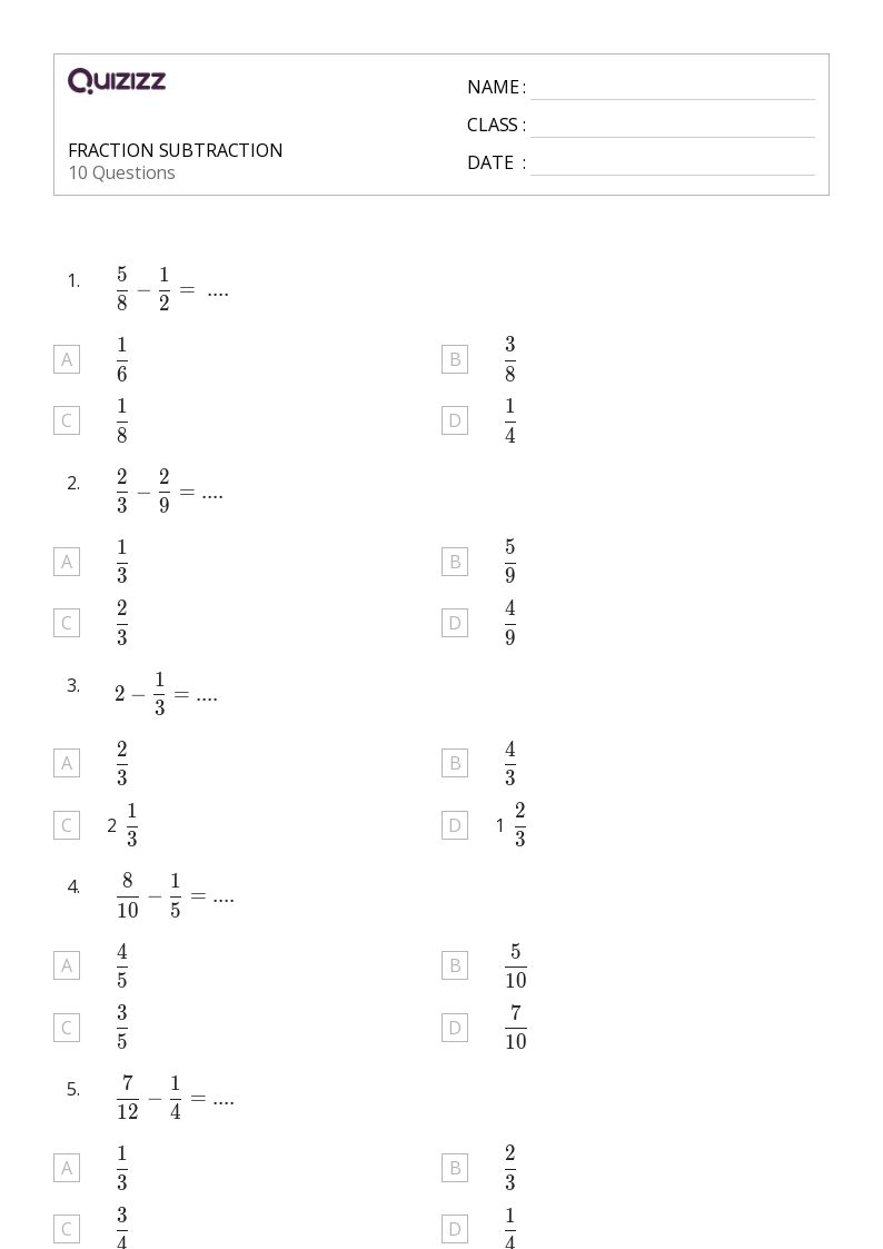 50+ Subtraction worksheets for 5th Year on Quizizz | Free &  Printable