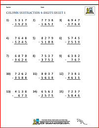 5 Digit Subtraction Worksheets