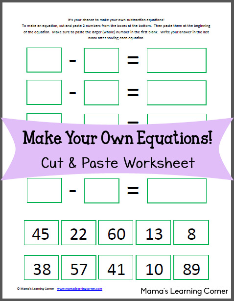 subtraction worksheet make your own