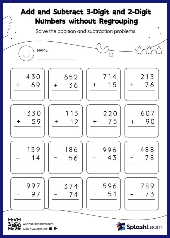 Subtract Numbers within 1000 without Regrouping: Vertical ...