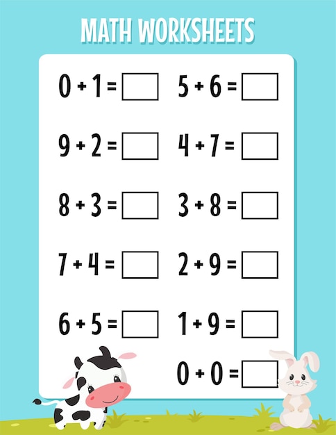 Premium Vector | Math subtraction worksheet for kindergarten