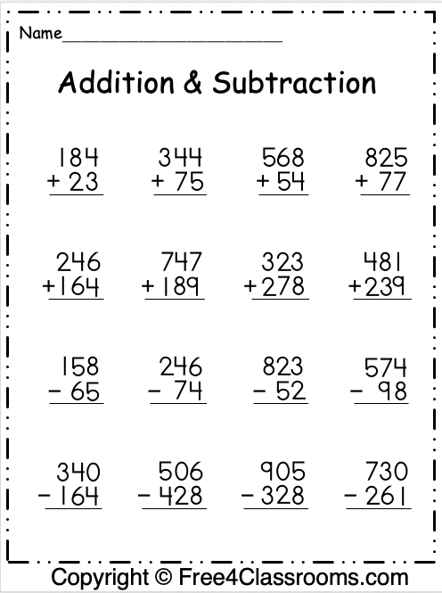 subtraction worksheet math is