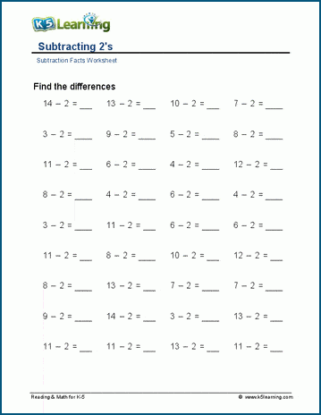 Subtracting 2s and 3s worksheets | Worsheets library