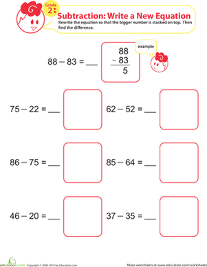 subtraction worksheet no regrouping two