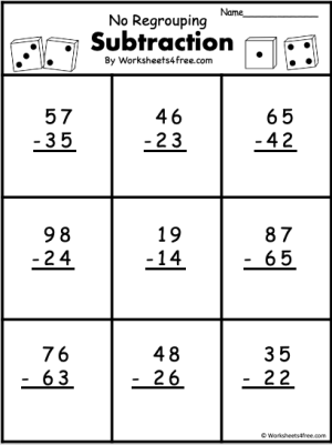 subtraction worksheet no