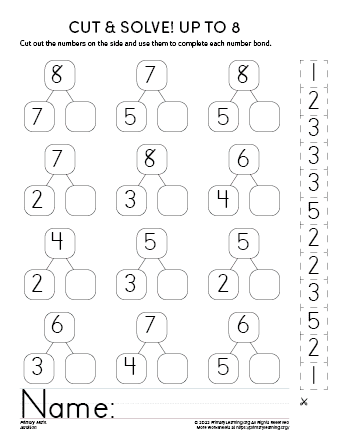 Cut &  Solve - Number Bonds #10  