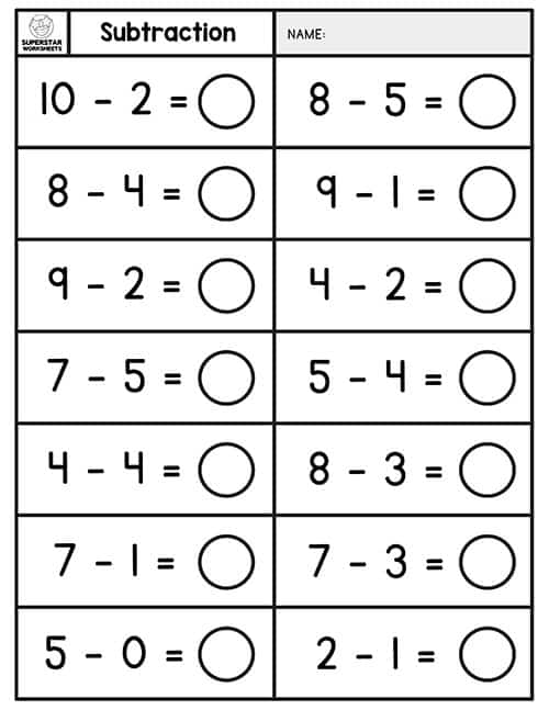 Subtraction Worksheets -Worksheets Library