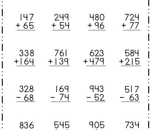 subtraction worksheet of 3 digits