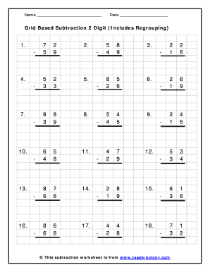 Subtraction Grid Worksheet - Fill Online, Printable, Fillable ...