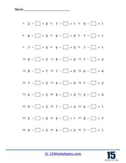 1 Digit Subtraction Worksheets - 15 Worksheets Library