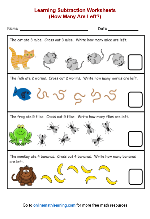 subtraction worksheet pictures cross out