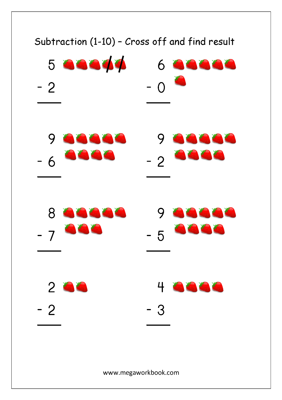 Free Printable Number Subtraction (1-10) Worksheets For Grade 1 ...