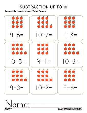 subtraction worksheet pictures cross out