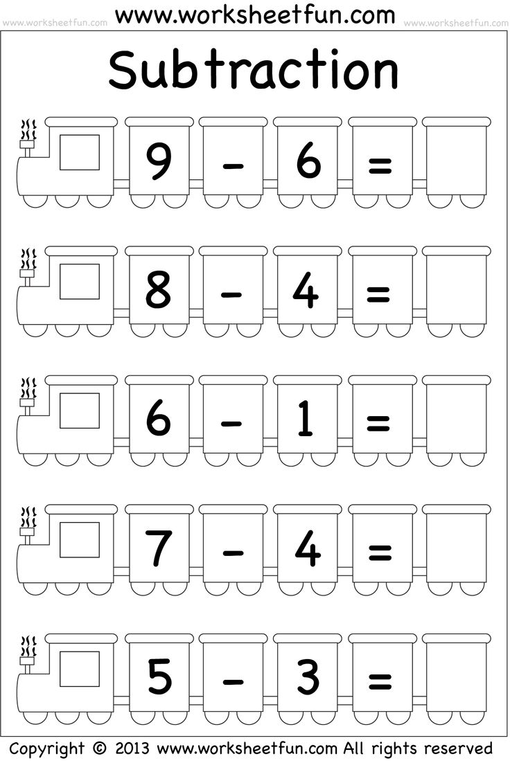 Subtraction Within 10 - Five Worksheets / FREE Printable Worksheets