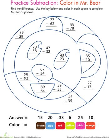 subtraction worksheet pinterest