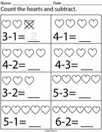 Pre-K Subtraction Math Worksheets - Twisty Noodle