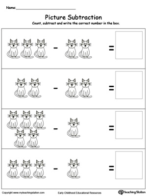 Preschool Subtraction Printable Worksheets | MyTeachingStation.com