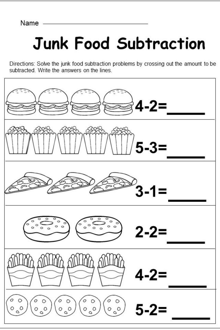 subtraction worksheet preschool