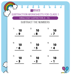 Intriguing Maths Subtraction Worksheets for Grade 1 with Free ...