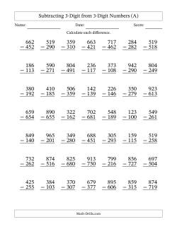Subtraction Worksheets