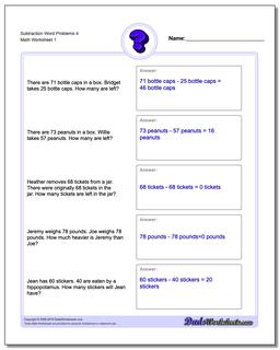 Word Problems: Subtraction Word Problems
