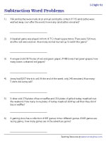 Subtraction Word Problems Worksheets