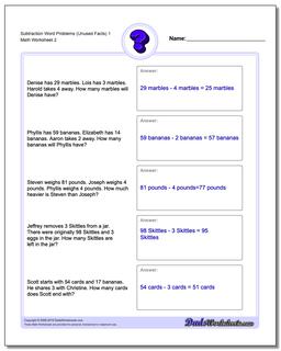 Word Problems: Extra Facts Subtraction Word Problems