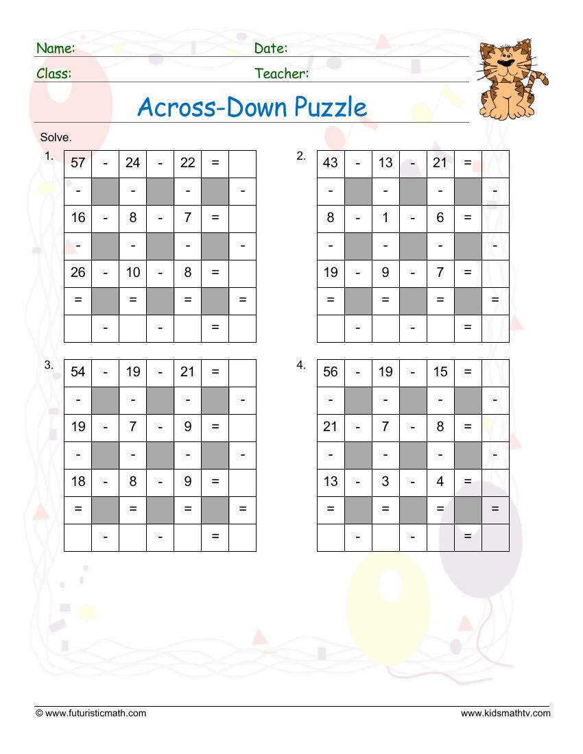 Free Math Puzzles Worksheets pdf printable | Math Champions