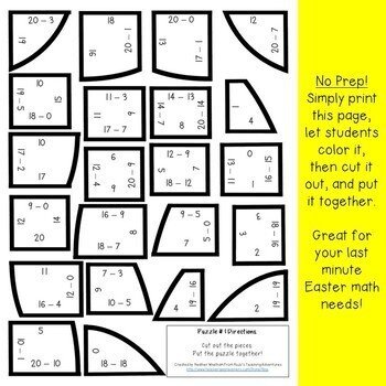 subtraction worksheet puzzles