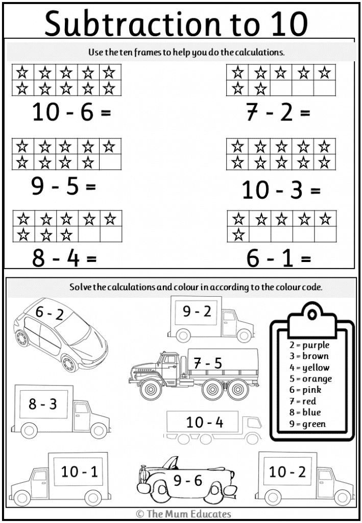 Free Subtraction Worksheets - Year 1 - Year 2 - The Mum Educates