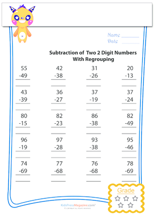 Subtraction of 2 Digit Numbers With Regrouping Archives ...