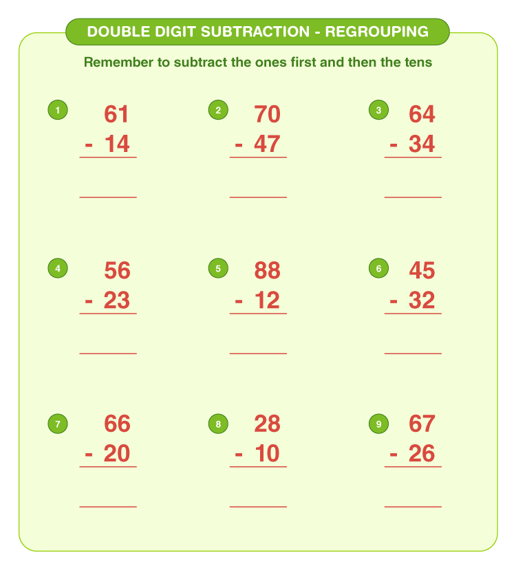 Double Digit Subtraction | Download Free Printables For Kids