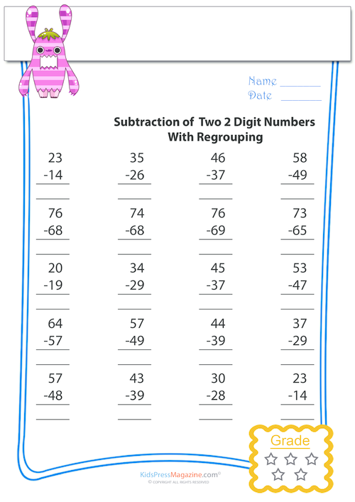 Regroup to Subtract Double Digits #10 - KidsPressMagazine.com